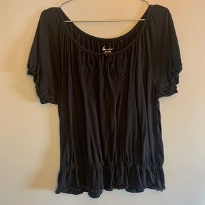 Lane Bryant Black tshirt with embroidered flower